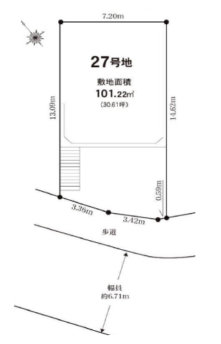 寝屋川公園駅　徒歩18分　土地面積:101.22平米 ( 30.61坪 )　