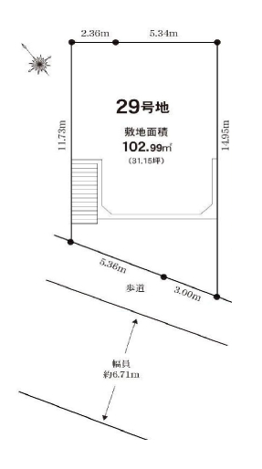 寝屋川公園駅　徒歩18分　土地面積:102.99平米 ( 31.15坪 )　